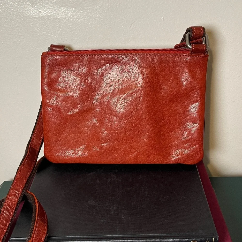 Jack Georges Genuine Leather Burnt Brown‎ Voyager Wallet on String Crossbody Bag